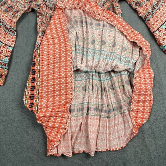 Torrid Size 2 Mini Dress With Smocking Bell Sleeves Tags Geometric,Casual.Beach - Picture 8 of 14